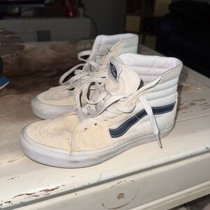 Vans Canvas High-Tops in Cream and Navy